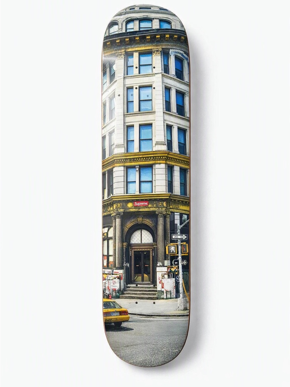 Supreme Deck with Urban Building Photographic Graphic in White, Blue & Gold